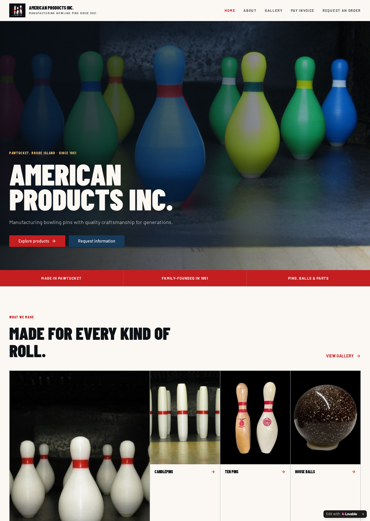 Homepage of American Products Inc.